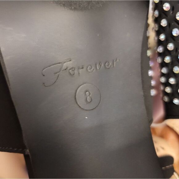 BRAND NEW FOREVER T-STRAP SHINY STUDDED EMBELLISHMENTS  OPEN TOE BOOTIE - Picture 14 of 16